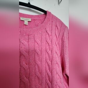 Talbots Pink Cable Knit Speckled Sweater Size: XL